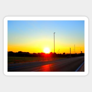 Scenery from Porto Recanati (Scossicci) with sun, atmosphere, sky, meadows and road Sticker